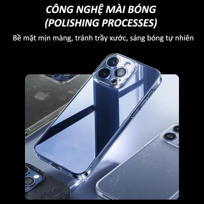 Ôp lưng trong suốt siêu mỏng 0.3mm bảo vệ camera cho iPhone 16 Pro Max.16 Pro, 16 Plus, iPhone 16, iPhone 15 Pro Max, 15 Pro, 15 Plus, iP 15, 14 Pro Max hiệu Memumi Camshield - Thiết kế mặt lưng PC chống ố vàng, trang bị màng camera - Hàng nhập khẩu