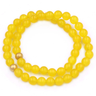 [Mệnh Kim, Thổ] Vòng Chuỗi Đôi 6 Ly Đá Thạch Anh Vàng Charm Bi Unox VTAVHBD