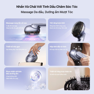 Lược Điện Massage Da Đầu PHILIPS PPM1511-massage giảm căng thẳng và kích thích tuần hoàn máu,tinh dầu dưỡng ẩm chăm sóc tóc - Hàng chính hãng