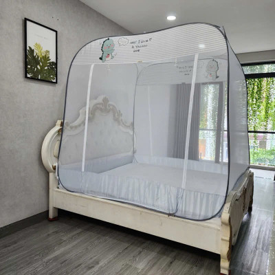 Màn Chụp , Mùng Chụp Đỉnh Vuông Cao Cấp Mộc Miên - Hoạ Tiết Xám Khủng Long ( Hình thật )