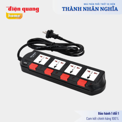 Ổ cắm Điện Quang ĐQ ESK SM740SL (4 lỗ 3 chấu, 4 công tắc)