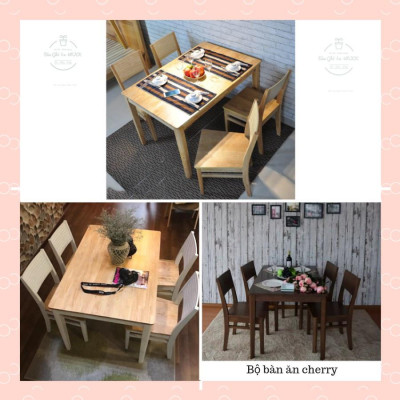 (Freeship) Bộ bàn ăn gỗ tự nhiên