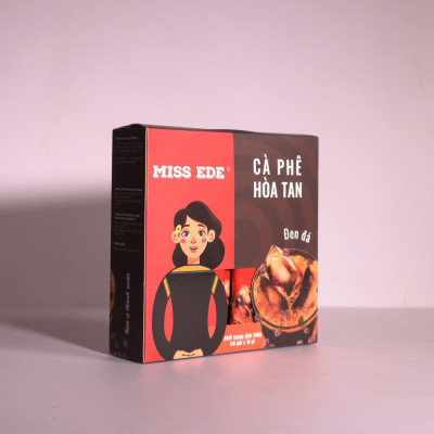 Cà phê hoà tan Đen đá MISS EDE - 240g: 15 x 16 g (có đường) - Siêu mạnh với tỷ lệ cà phê hoà tan tới 35% 