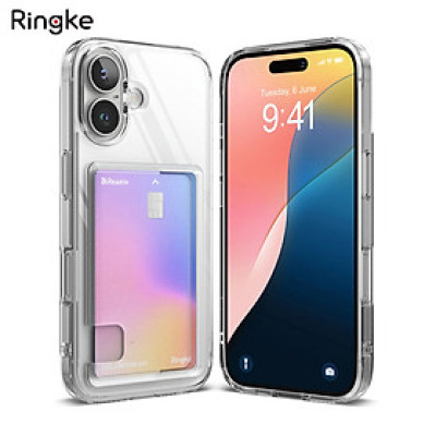 Ốp lưng trong suốt cho Iphone 16 Promax/ 16 pro/ 16 plus/ iphone 16 có ngăn đựng thẻ, RINGKE Fusion Card_ Hàng chính hãng