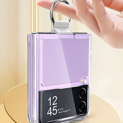 Ốp lưng chống sốc trong suốt kèm iring cho Samsung Galaxy Z Flip 4 hiệu Likgus Cover Ring (chất liệu cao cấp, thiết kế iring chống rơi rớt) - hàng nhập khẩu