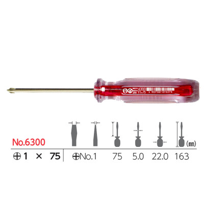 Tô vít mũi (+) cán nhựa trong No.6300 Vessel sản xuất tại Nhật Bản
