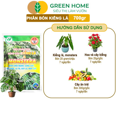 Phân Bón Cây Kiểng Lá Greenhome, Bao 700gr, Trầu Bà Monstera, Cây Nội Thất, Giúp Đâm Chồi Mạnh, Rễ Khoẻ, Lá To