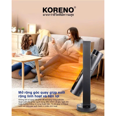 Sưởi gốm Koreno ,có điều khiển, không khô da,không chói mắt hàng chính hãng