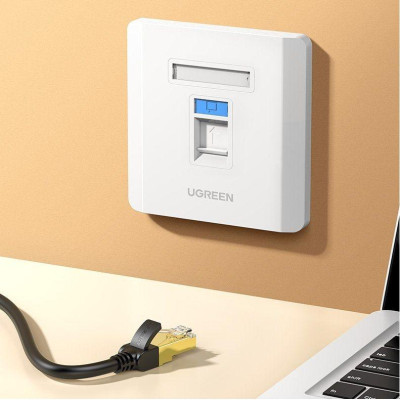 Ugreen UG80182NW144TK RJ45 - RJ11 mặt nạ mạng âm tường màu trắng LAN 1 cổng RJ45 và 1 cổng RJ11 telephone hình vuông 86 mm x 86 mm - HÀNG CHÍNH HÃNG