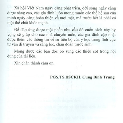 Tư Vấn Di Truyền Và Sàng Lọc, Chẩn Đoán Trước Sinh (Tái bản)
