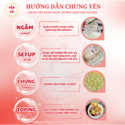 Tổ Yến Sào Tinh Chế Rút Lông Nguyên Xương THƯỢNG HẠNG 100% Sợi Tặng kèm đủ vị chưng - Yến Sào BaNest