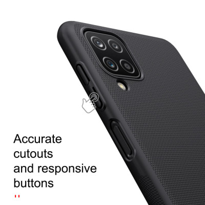 Ốp Lưng Sần chống sốc cho Samsung Galaxy A12 hiệu Nillkin Super Frosted Shield (Đính kèm giá đỡ hoặc miếng dán từ tính) - Hàng Chính Hãng