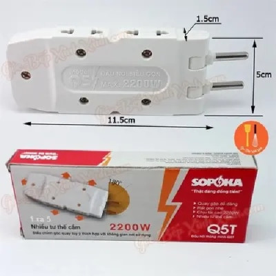 PHÍCH CẮM ĐIỆN THÔNG MINH 1 CHIA 5 SOPOKA -Q5T (TRẮNG)
