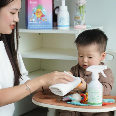 [ Xịt lau bàn ăn đồ chơi organic Fuwa3e 300ml an toàn cho bé ] hương bạc hà