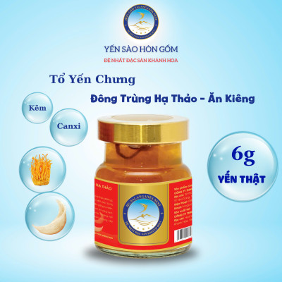 [Hộp QT 6 Hũ] Tổ Yến Chưng Đông Trùng Hạ Thảo (Ăn Kiêng)  - Yến Sào Hòn Gốm Chính Hiệu Khánh Hoà - HGKNEST