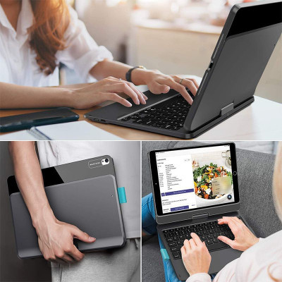 Bao Da Kèm Bàn Phím Không Dây WiWU Waltz Rotating Dùng Cho iPad (Có Khe Cắm Bút Cảm Ứng) - Hàng Chính Hãng