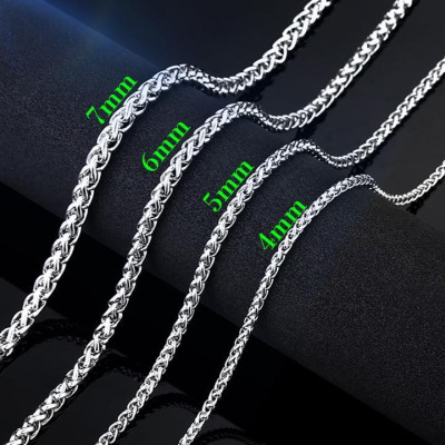 Dây chuyền cao cấp đẹp nam titan thép không gỉ bông dừa xoắn trangsucpt kích cỡ 3mm trắng PTDCNA16