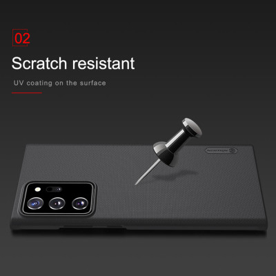 Ốp Lưng Samsung Galaxy Note 20 Ultra chống sốc hiệu Nillkin Super Frosted Shield mặt lưng nhung mịn bám tay (Đính kèm giá đỡ hoặc miếng dán từ tính) - Hàng Chính Hãng