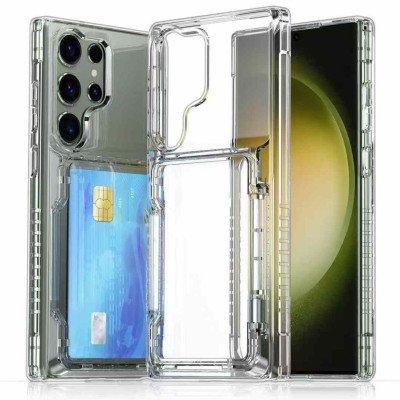 Ốp Lưng Cho Samsung Galaxy S25 Ultra / S25 Plus / S24 Ultra / S24 Plus / S23 Ultra Trong Suốt Chống Sốc Có Ngăn Để Thẻ Làm Giá Đỡ