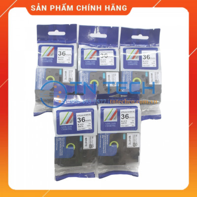 Nhãn In HZE-S261 - Đen nền trắng 36mm x 8m - Dùng cho máy in BROTHER - AIMO - PUTY [Hàng nhập khẩu]