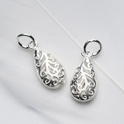 Combo 2 cái charm bạc hình giọt nước mặt treo - Ngọc Quý Gemstones