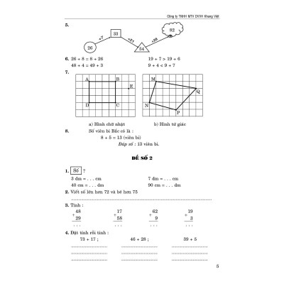 Sách - 100 Đề Kiểm Tra Toán Lớp 2 - Khang Việt Book
