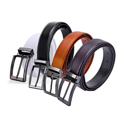 HJ4128-29-30-40 - Dây nịt nam Huy Hoàng viền chỉ 3,5P màu da, đen, nâu, trắng