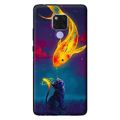 Ốp lưng in cho Huawei Mate 20 mẫu Mèo Và Cá - Hàng chính hãng