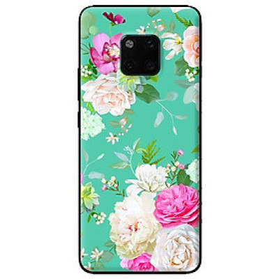 Ốp lưng in cho Huawei Mate 20 Pro mẫu Họa Tiết Hoa Nền Xanh - Hàng chính hãng