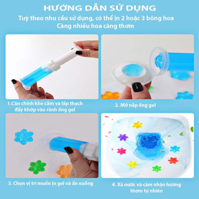 Set 5 hộp ống gel thơm  hình bông hoa , làm sạch, khử mùi toilet và diệt  khuẩn  giúp bồn cầu luôn sạch bong, sáng bóng dùng được cho mọi loại bồn cầu và cả lavabo mùi thơm tự nhiên tạo cảm giác dễ chịu khi sử dụng, an toàn  tiện lợi và nhanh chóng