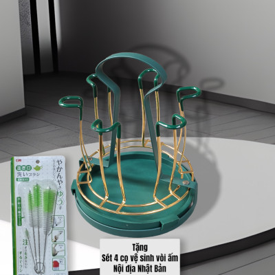 GIÁ ÚP LY CỐC KIM LOẠI MÀU VÀNG - YELLOW GREEN CÓ ĐĨA HỨNG NƯỚC - ( TẶNG SÉT 04 CỌ VỆ SINH VÒI ẤM NỘI ĐỊA NHẬT BẢN )