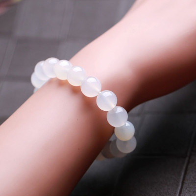 Vòng tay đá mã não trắng thiên nhiên cho Nam Nữ văn phòng làm trang sức
