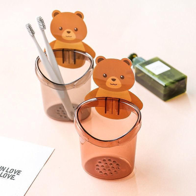 Cốc Đựng Bàn Chải Kem Đánh Răng Hình Gấu Kèm Miếng Dán Tường Nhà bếp