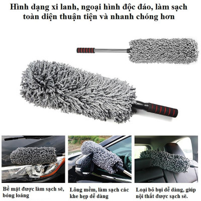 Chổi lau xe ô tô chuyên dụng - Chổi vệ sinh đa năng sợi dầu, cán dài kim loại co rút