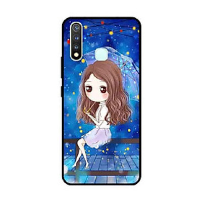 Ốp Lưng in cho Vivo Vivo Y19 /U3 /Y5s /U20 Mẫu Nàng Che Dù nền Xanh - Hàng Chính Hãng