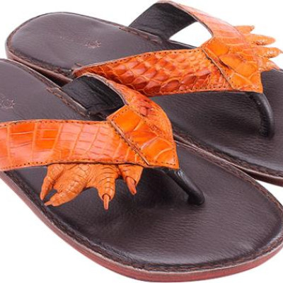 Dép Nam Da Cá Sấu Móng Tay Huy Hoàng HT7215 - Vàng