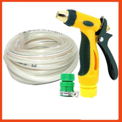 Bộ dây vòi xịt nước rửa xe,tưới cây tăng áp 3 lần 15M( nối nhựa xanh) 206317