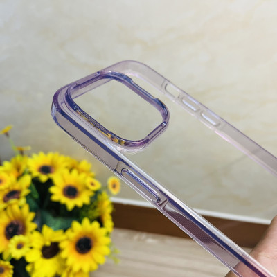 Ốp lưng dành cho iPhone 14 Pro Likgus trong viền màu tím- Hàng chính hãng