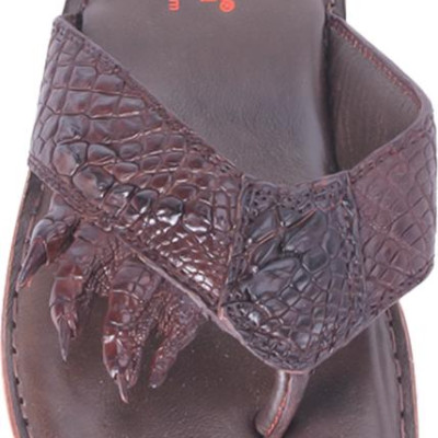 Dép Nam Da Cá Sấu Móng Tay Huy Hoàng HT7216 - Nâu Đất