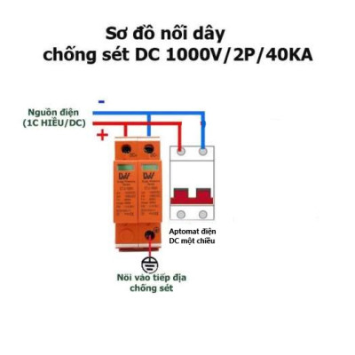 Chống sét lan chuyền DC, SPD DC 1000V 2P 40Ka chuyên dụng điện mặt trời
