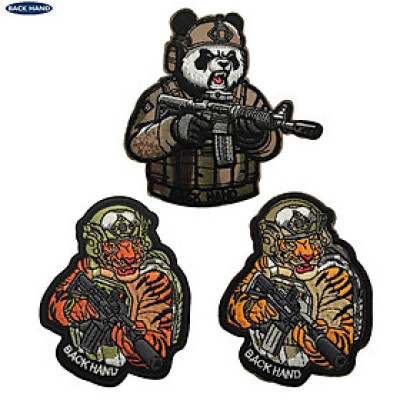 Patch_ miếng dán velcro vải chiến binh hổ_gấu trúc chiến thuật