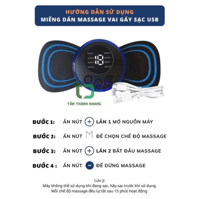 Combo 3 Máy massage MIni kèm miếng dán máy xa cổ vai gáy, 8 chế độ-19 chế độ tiện dụng, đa năng