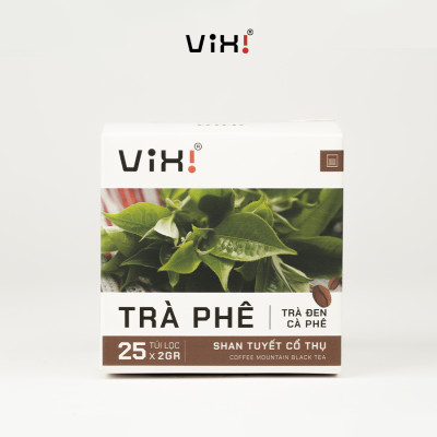Trà phê túi lọc ViXi từ trà Shan Tuyết cổ thụ và cà phê Arabica hộp 50gr