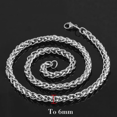 Dây chuyền cao cấp đẹp nam titan thép không gỉ bông dừa xoắn trangsucpt kích cỡ 3mm trắng PTDCNA16