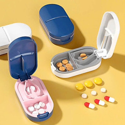 Dụng Cụ Cắt Thuốc Viên Hộp Dụng Cụ Cắt Thuốc Cắt Viên Nén Chính Xác Kiêm Hộp Đựng Thuốc Tiện Dụng - Giao Màu Ngẫu Nhiên
