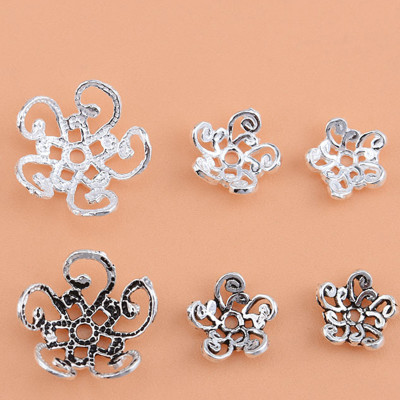Combo 6 cái charm bạc chụp hạt, bọc hạt xỏ hình hoa tua rua - Ngọc Quý Gemstones