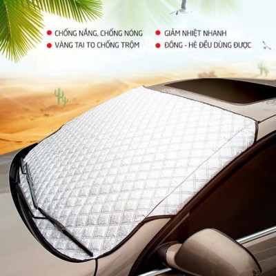Bạt tráng bạc 3 lớp che nắng kính lái ô tô, xe hơi