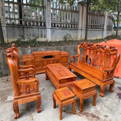 Bộ bàn ghế minh quốc đào tay 12 gỗ hương đá ( Anh Tú - Đà Nẵng )