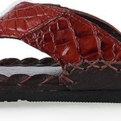 Dép da cá sấu Huy Hoàng kiểu đan màu nâu đỏ HT7232