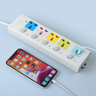Ổ Cắm Điện USB Đa Năng Cao Cấp Chống Giật 2 Cổng Cắm USB Công Suất 2500W, Có Chốt An Toàn Dây 2m /5m Tiện Dụng